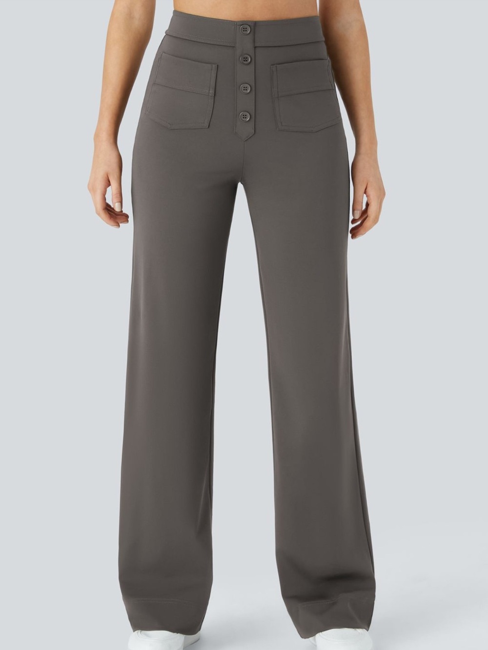 HALARA Straight Leg High-Waist Wide-Leg Pants in Charcoal Gray